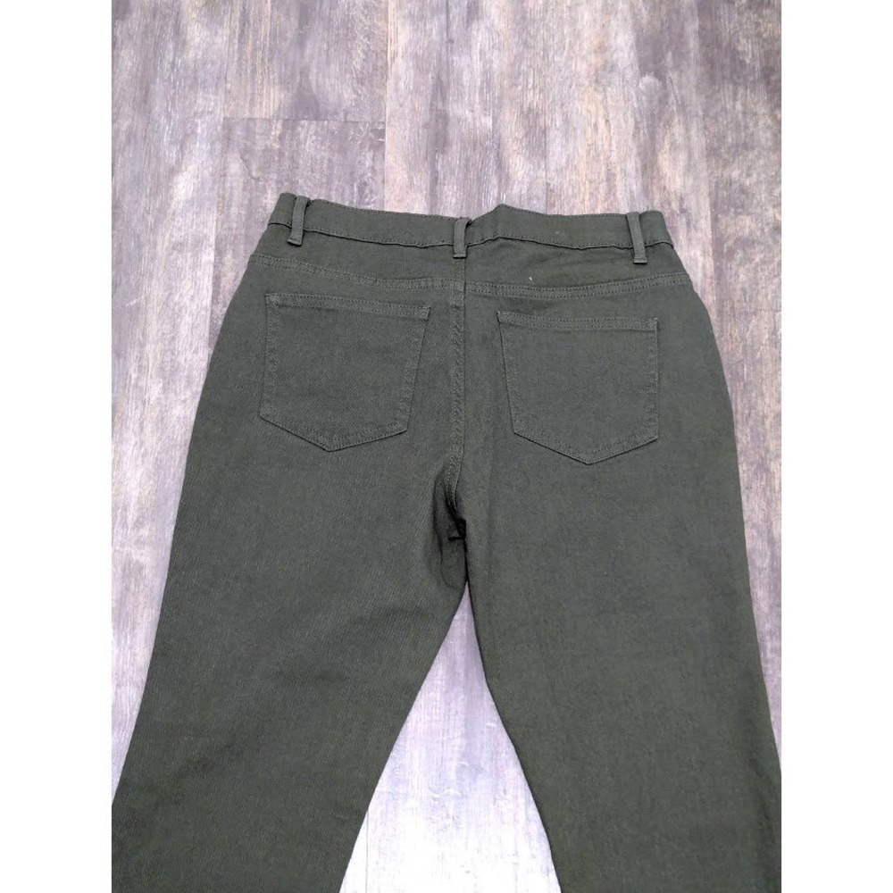 Venus Olive Green 8 Flare Leg Pants Mid Rise 5-Pocket Stretch Trousers Womens - Picture 6 of 10